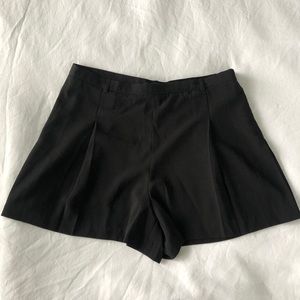 High-Waisted Pleated Black Shorts